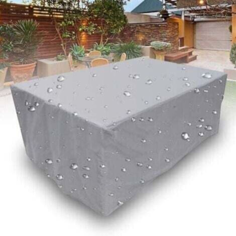 Housse Salon De Jardin, Rectangulaire Tissu Oxford 210D Etanche Protection Protection De La Neige Anti-UV Antipoussiere Bâche pour Meubles De Jardin Table De Patio, argent ,454025cm, (1/4)