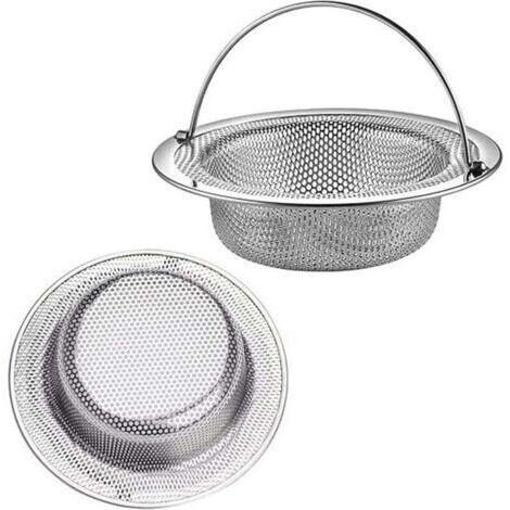 Filtre évier Cuisine,2 Pcs Filtre à évier avec Poignée en Acier Inoxydable,Grille Evier Cuisine,Bouchon Evier Cuisine,pour Évier de Cuisine/Salle de Bain Filtre AntiObstruction (11 cm Diamètre) (1/4)