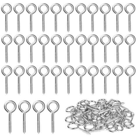 40 Pièces M3 Piton à Visser en Acier Inoxydable 304 Vis Mouton Oeil Rond Auto Taraudeuse Vis à Anneau Crochets à Oeil Boulon à œil Crochets Piton à Vis 40mm