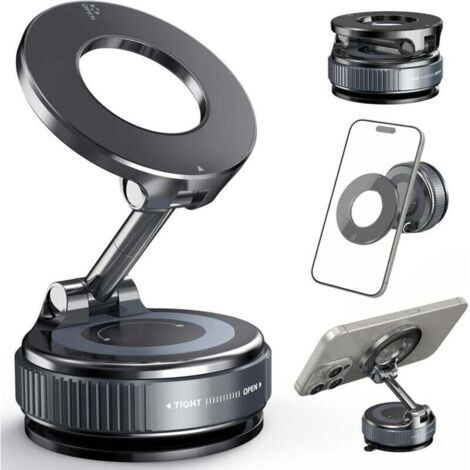Support Telephone Voiture Ventouse， Support Telephone Voiture Magnetique: 360° Rotation Support Voiture Ventouse Vide Puissante De 2800 Gf Support Telephone Voiture Pour Iphone，Noir (1/4)