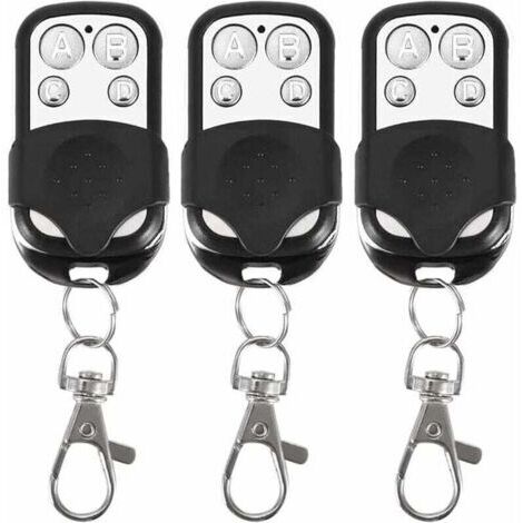 Lot de 3 télécommandes universelles pour portes automatiques, fréquence 315MHz, code fixe, 4 boutons, pour jusqu'à 4 portes. (1/4)