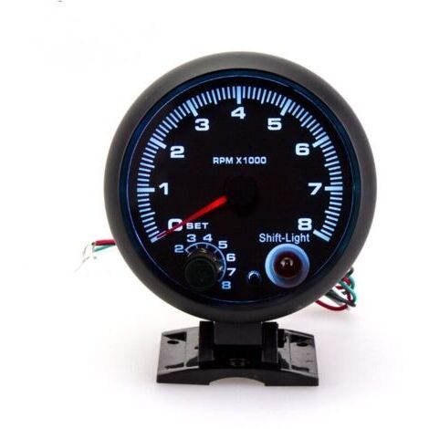 Tachymètre universel rétroéclairé à LED 12 V avec lumière de changement de vitesse bleue pour voiture à essence, 0-8000 tr/min (1/4)