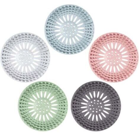 Couvercle de Drain de Douche Silicone Bouchon de Vidange de Cheveux pour Cuisine Salle de Bain Baignoire Facile à Nettoyer 5 Pièces (1/4)