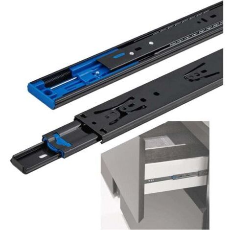 Glissières de Tiroir à Extension Totale 40cm, Paire de Coulisses en Acier Laminé à Froid avec Roulements à Billes Métalliques, Résistance Solide jusqu'à 30kg pour Meubles et Comptoirs, (1/4)
