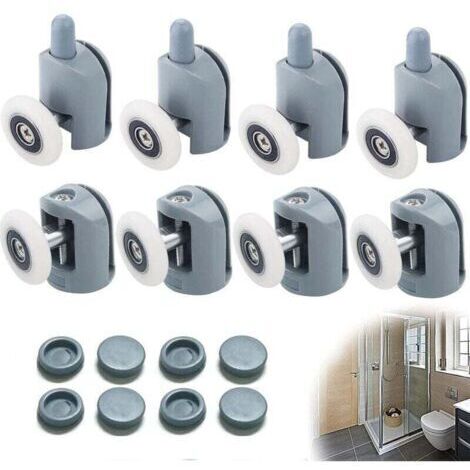 Roulette Porte Coulissante Douche 8 Pièces Roulettes pour Porte de Douche 23mm Galets de Porte de Douche Roulettes Cabine de Douche pour Salle de Bain, 4 Supérieures et 4 Inférieures (1/4)