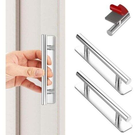 Lot de 2 poignées de meubles autocollantes en aluminium pour tiroirs, portes coulissantes et armoires de cuisine - 150 mm, argent (1/4)