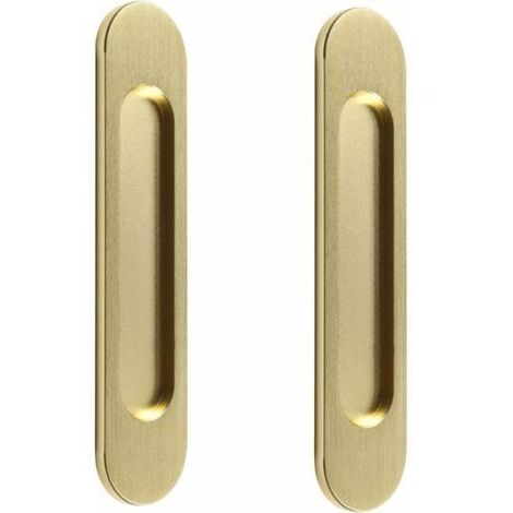 Poignée de porte coulissante ovale autocollante, sans poinçon, adaptée aux portes de grange coulissantes, fenêtres, placards (18 cm Or brossé) (1/4)