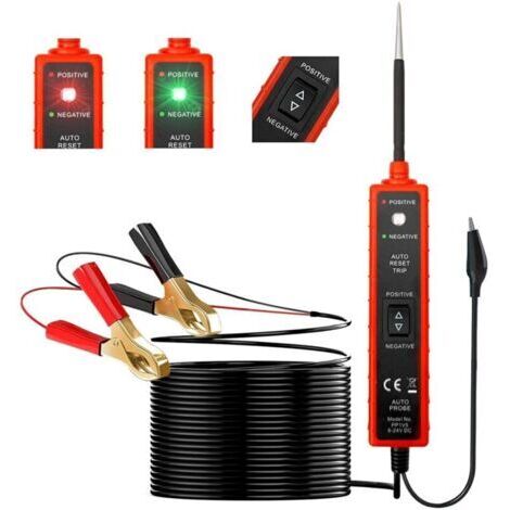 Testeur de fonctionnement pour voiture - 6-24 V - Avec lumière LED - Suivi du circuit court - Location et alarme buzzer - Test de polarité et fonction de test de continuité (1/4)