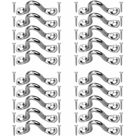 20 Pièces Plaque Oeillet Acier Inoxydable, Boucles De Pont pour Kayaks Pontet INOX, Forme à Bosse Boucle Fixe, Pontet INOX Oeil Plaques, avec 40 Pièces Vis, pour Kayak Canoe Rigging, 4mm (1/4)