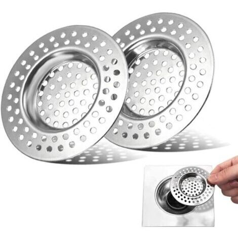 2 Pcs Filtre évier Cuisine, Tamis lavabo en INOX, Filtre Cheveux Douche, Filtre de Vidange pour évier, Grille Evier Cuisine, Accessoire Drain Lavabo Baignoire Bonde, pour Salle de Bain Cuisine (1/4)
