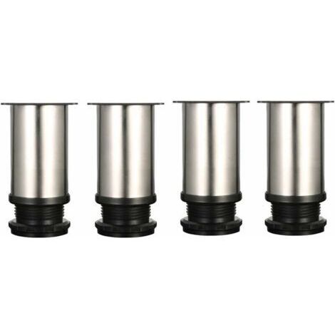 4 Pieds Réglables 8 cm De Hauteur Épaissir les pieds d'armoire Pieds de table Pieds de meubles, Acier inoxydable brossé, Hauteur réglable 0-15 mm Venez avec des vis en acier inoxydable (1/4)