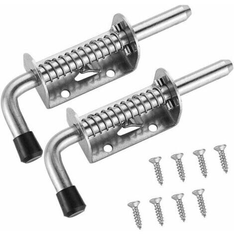2pcs Verrou Porte de Garage Serrure Portail Verrou de Porte Serrure de Porte Abri de Jardin Verrou Ressort Acier Inoxydable 304 Boulon de porte Portes coulissantes Portails 128mm (1/4)