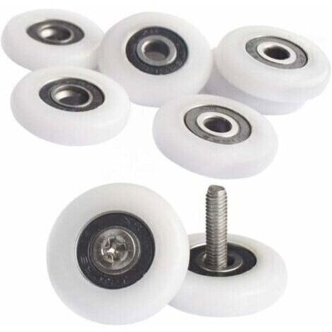Lot de 8 Poulies de Douche 25mm pour Porte de Cabine - Roulettes de Remplissage avec Vis Incluses - Compatible avec la Plupart des Modèles de Portes de Douche (1/4)