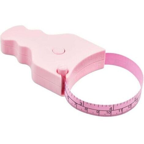 Mètre ruban pour le corps - 150 cm (60"), utilisation à une main, design compact et ergonomique - Permet de perdre du poids et de tonifier les muscles (rose) (1/4)