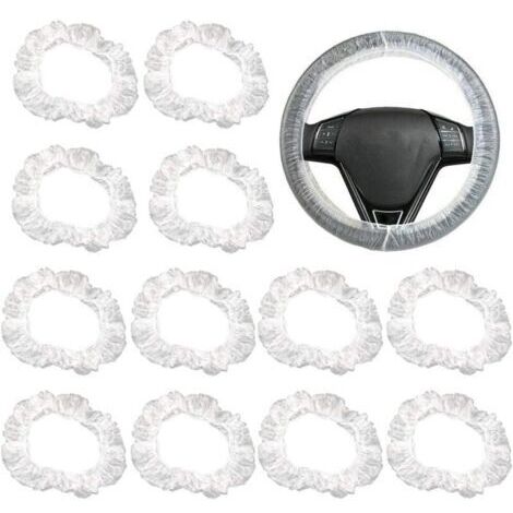 100pcs Housse de Volant Transparente Universelle Couverture de Protection Élastique Étanche en Plastique Couvercle Couvre Cache de Volant Accessoires Intérieur de Voiture (1/4)