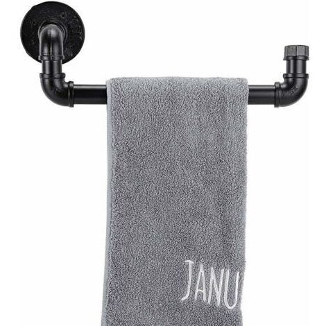 Porte-serviettes mural industriel en forme de tuyau pour cuisine, salle de bain 12.5X4.5X4.5in noir (1/4)