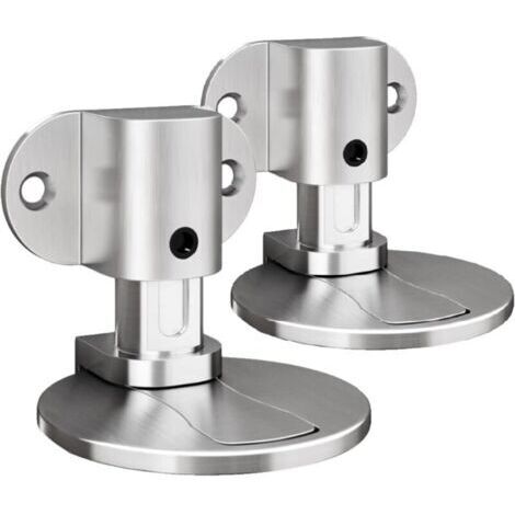 Lot de 2 butées de porte magnétiques invisibles, réglables, ruban adhésif double face 3M ou installation de perçage, pour différents types de portes, fixation au sol (2, Couleur argent) (1/4)