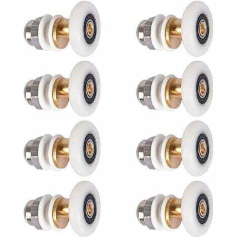 8 pièces 25mm Porte de Douche - Rouleau Roulette Roue pour Porte de Douche Roulettes Coulissantes Porte Roue de Remplacement pour Rouleau (1/4)