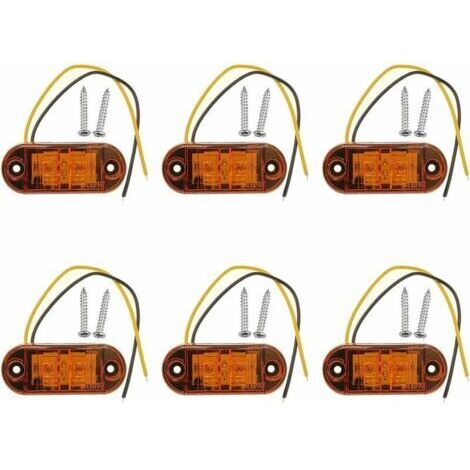 6 x feux de position latéraux à LED orange 12V 24V, feux de position avant, feux de position latéraux, feux de position latéraux à LED pour voiture, remorque, camping-car, caravane, moto, moteur, etc. (1/4)