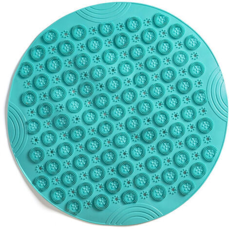 Tapis de Bain de Massage Rond Tapis Douche Antidérapant Tapis de Salle de Bain Tapis de Douche Lavable en Machine Tapis de Baignoire avec Trous de Drainage et Ventouses,55x55cm,Vert, 1pcs (1/4)