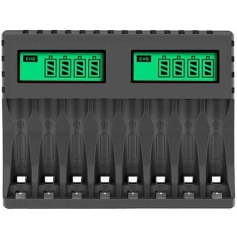 Caricabatterie con display LCD, caricabatterie intelligenti a 8 slot per batterie ricaricabili AA/AAA NiCd NiMh, caricabatterie AA AAA (1/4)