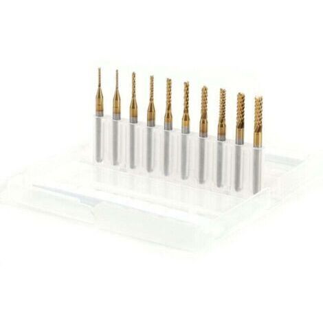 10pcs Fraise en Bout en Carbure Cémenté À Gravure Bits Sculpture Perceuse Outils Endated Mill 1-3mm (1/4)