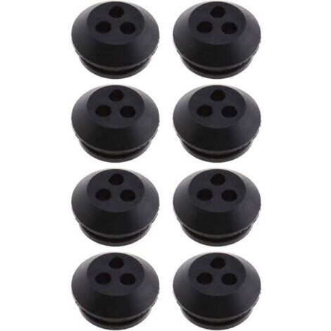 Lot de 8 joints de réservoir de carburant à 3 trous en caoutchouc noir, diamètre de trou de 5 mm, pour remplacement de souffleur, débroussailleuse, tondeuse à gazon (1/4)