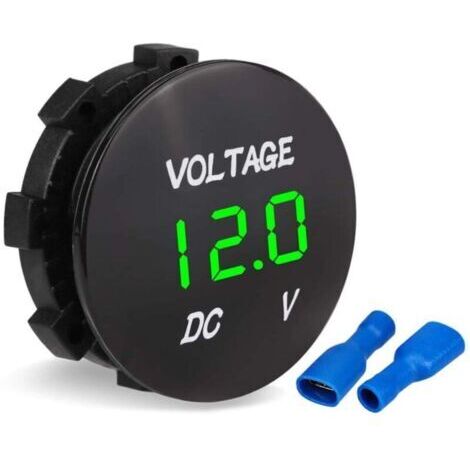 Voltmètre numérique LED DC 12 V-24 V pour voiture, moto, voiture, camion, bateau (lumière verte) (1/4)