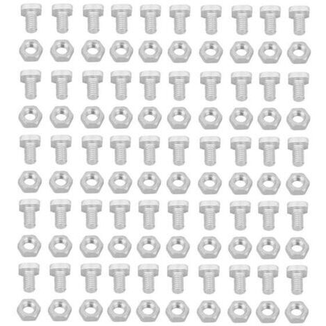 50 écrous en aluminium 50 boulons ensemble d'accessoires pour outils de serre (1/4)