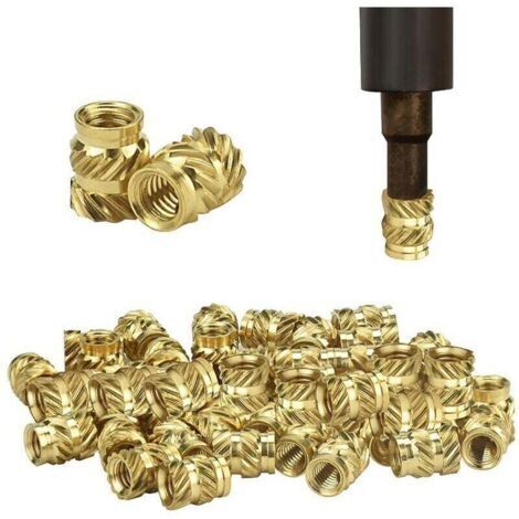 50 PCS Filetage Femelle Écrous en Laiton Insert Fileté Assortiment M3 Anti-oxydation M3 Insert Fileté Anti-corrosion Anti-déformation - Doré (1/4)