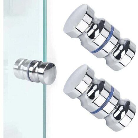 2 Pièces Bouton De Porte De Douche,Porte De Douche Ronde Bouton De Porte Inox Boutons De Douche Bouton De Porte De Douche Poignées De Porte Pour Salle De Bain Porte En Verre Porte Coulissante (1/4)