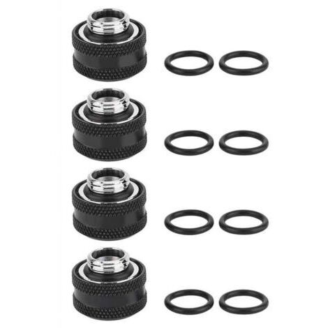 4 Pcs / Pack Water Cooling Compression Fitting for Rigid Acrylic Tube OD 16mm Black (1/4)