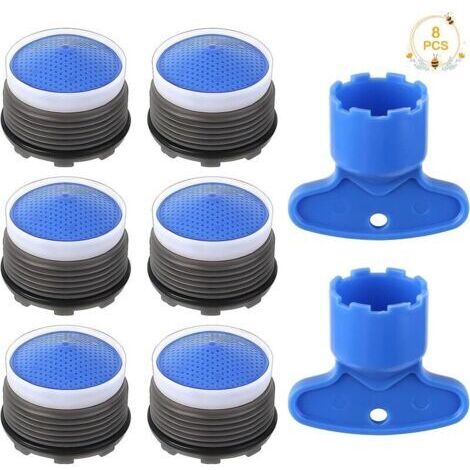 Mousseur Robinet, 8Pcs Filtre Robinet avec Aérateurs Intégrés, Économiseur d'Eau pour Robinet avec Outil de Clé Filtre d'Insertion Aérateur de Restricteur pour Cuisine Salle de Bain (1/4)