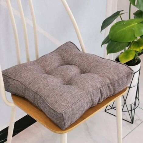 Coussin de chaise de jardin, épais 10 cm, en coton doux, 40 x 40 cm,pour bureau, salle à manger, maison (40 x 40 x 10 cm, gris) (1/4)