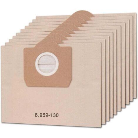 Lot de 10 sacs d'aspirateur pour Karcher 6.959-130.0 WD3 WD3P MV3 A2204 A2254 A2604 Sacs Filtrants en Papier de Rechange pour Aspirateur Wet & Dry, Sac à poussière pour aspirateurs Kärcher (1/4)