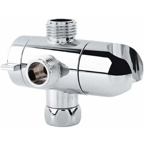 3 voies Inverseur Bras de douche pour douchette Combo Pomme de douche monté Vanne Fix Support de salle de bain (1/4)