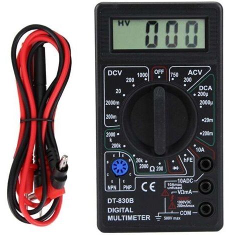 Ampèremètre, Multimètre Portable, Voltmètre, Test de Tension AC/DC pour l'école pour la Maison (DT-830B noir) A (1/4)