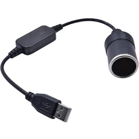 Convertisseur USB A mâle 5 V vers prise allume-cigare femelle 12 V pour enregistreur de conduite, GPS (moins de 8 W), 35 cm (1/4)