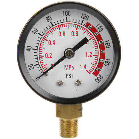 Manomètre de pression radial, manomètre NPT 1/8 pouce, manomètre pour gaz, huile, eau, plage de mesure 0-1,4 MPa, 0-200 psi manomètre (1/4)