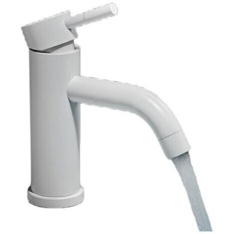 Robinet de lavabo blanc élégant en acier inoxydable - Bouche incurvée blanche (1/4)