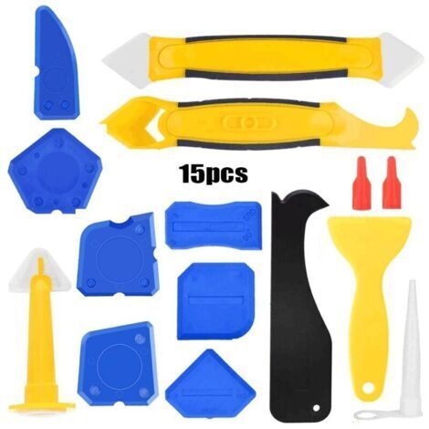 Outil de calfeutrage de joint en silicone 15 pièces, kit d'outils de lissage de joint de coulis (1/4)