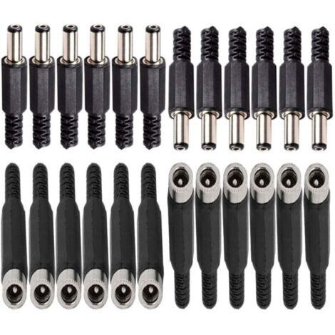 12 Pcs connecteurs DC Montage Panneau Prise 2,1mm x 5,5 mm/2,5mm x 5,5 mm,12 Prise connecteur Femelle 5,5 mm x 2,5 mm /2,1mm x 5,5 mm (1/3)