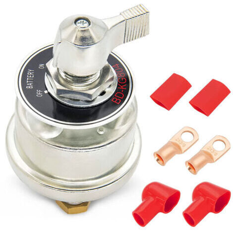 2x Coupe Batterie 12V-24V, 300A Interrupteur Isolateur de Batterie avec Bornes en Cuivre, Commutateur de Batterie pour Voitures Camions Camping-Cars Bateaux (1/4)