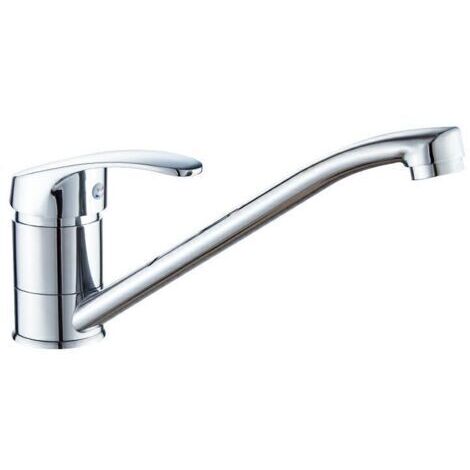 Mitigeur d'Evier, Robinet de Cuisine Monocommande, Chromé, Argent, (1/4)