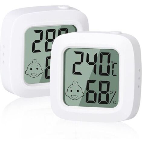 2 pièces, Petit thermomètre hygromètre numérique de haute précision,pour bureau, chambre de bébé, vestiaire confortable (1/4)