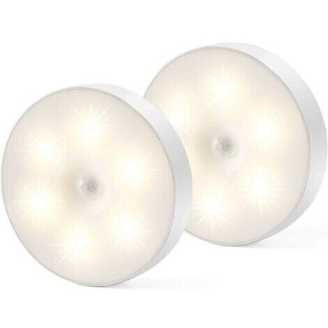 Veilleuse Led, Magntique lampe detecteur de mouvement interieur avec tampons adhsifs gratuits, Coller n\'importe o, Capteur sans fil USB rechargeable Blanc chaud Paquet de 2 (Auto-4000K) (1/4)