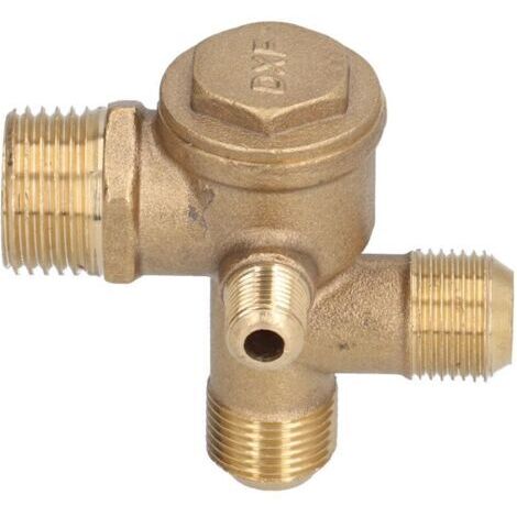 Composants de remplacement de valve de compresseur d'air, accessoire de clapet anti-retour à Double tuyau en laiton à 4 voies 10x16x 16x20.5mm / 0.4x0.6x0.6x0.8in (1/4)