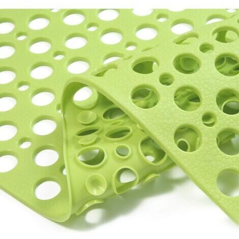 Tapis de baignoire antidérapant en TPE extra doux pour enfants, lavable en machine, tapis de douche de salle de bain, baignoires lisses/non texturées uniquement, 30 L x 17 W (vert) (1/4)