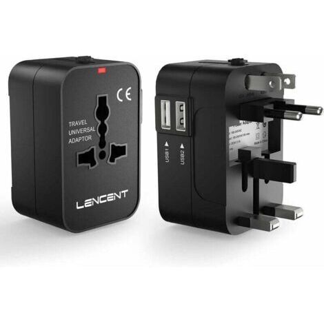 Adaptateur de Voyage, Adaptateur Universel Prises Anglaise/Europe/Americaine/Australie Prises de Voyage Internationale avec 2 Prise électrique USB pour Plus de 200 Pays (1/4)