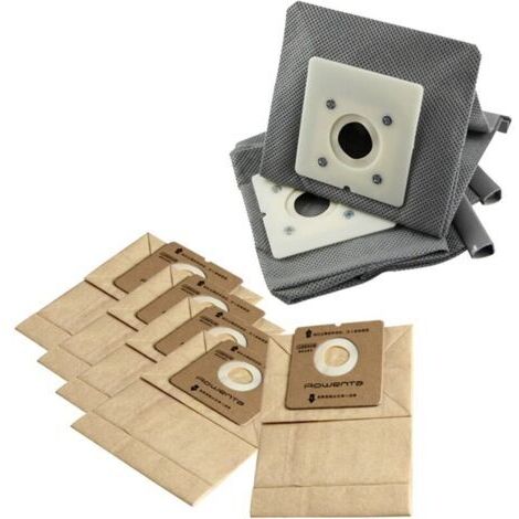 Lot de 7 papier et non tissé pour aspirateur Sac à poussière lavable Sac Kit de remplacement de chiffon pour Rowenta Zr0007 0049 Ro1131 1121